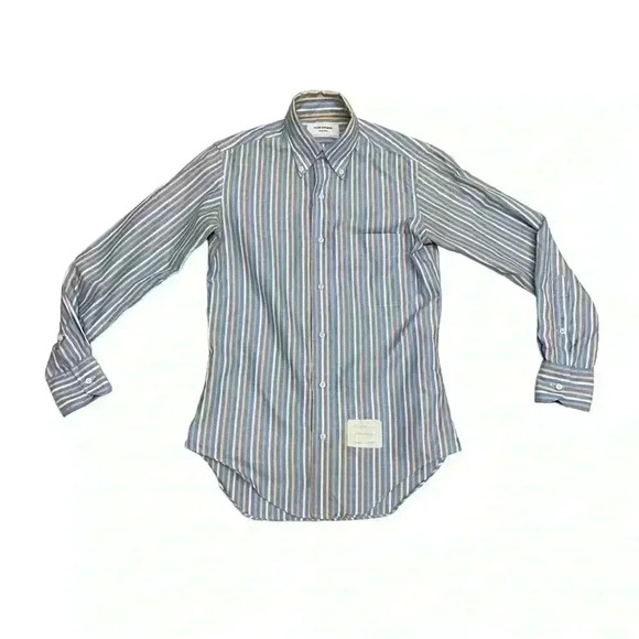 Thom Browne New York Striped Button Down Long  Sleeve Shirt 2006 - Picture 1 of 8